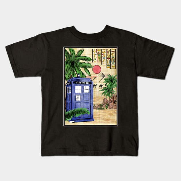 Tardis in Egypt Kids T-Shirt by DrMonekers